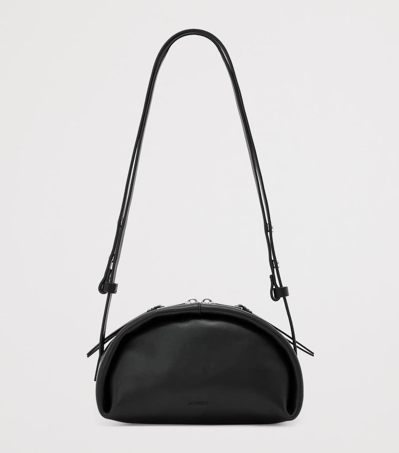 AllSaints Rosalie Arc cross-body bag in calfskin leather, imported from the UK