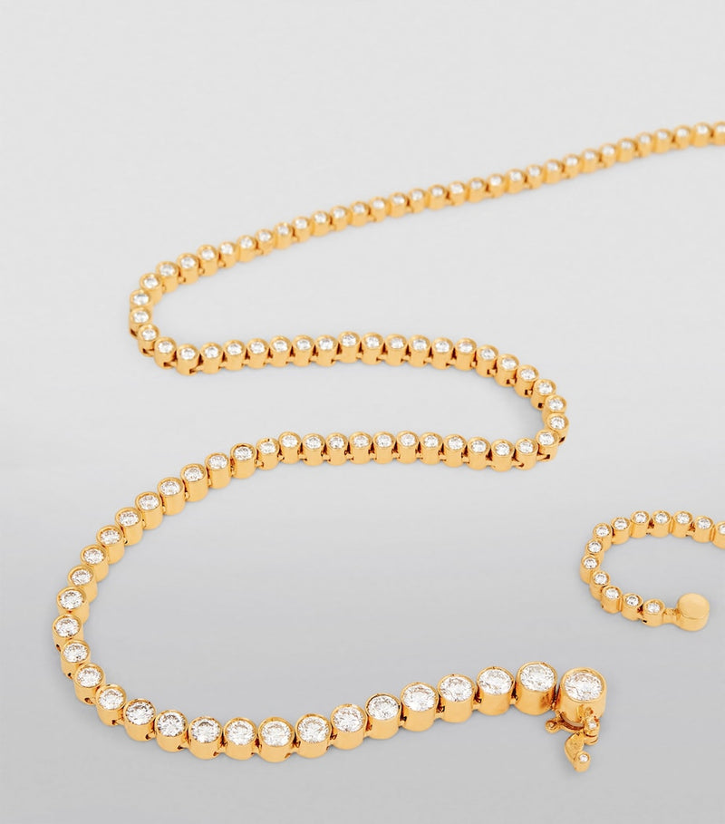 Sophie Bille Brahe yellow gold diamond tennis necklace, UK version