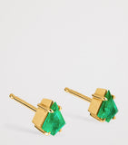 ZLEE yellow gold and emerald kite stud earrings - British product