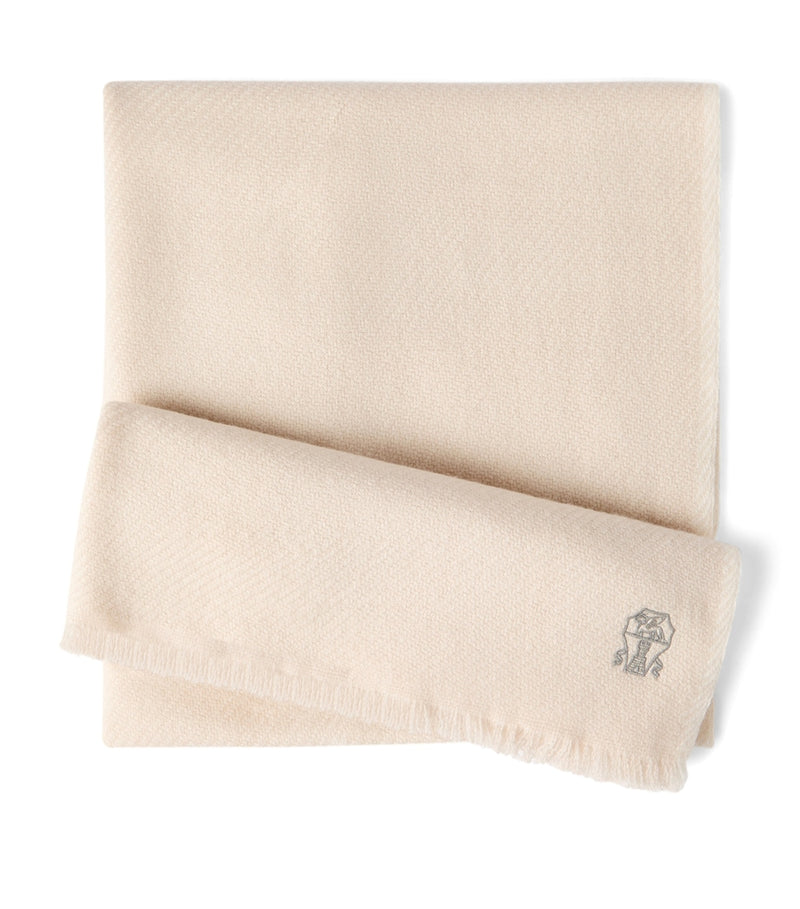 Brunello Cucinelli cashmere embroidered scarf 48x170cm - British product