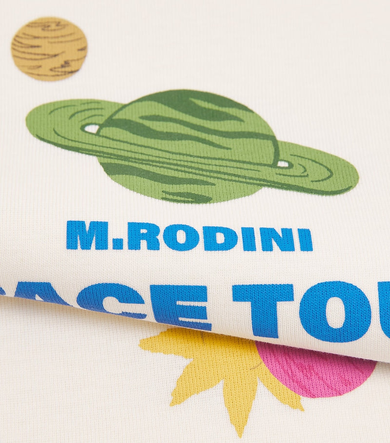 Mini Rodini cotton Space Tour T-shirt for ages 3-11 years, imported from the UK
