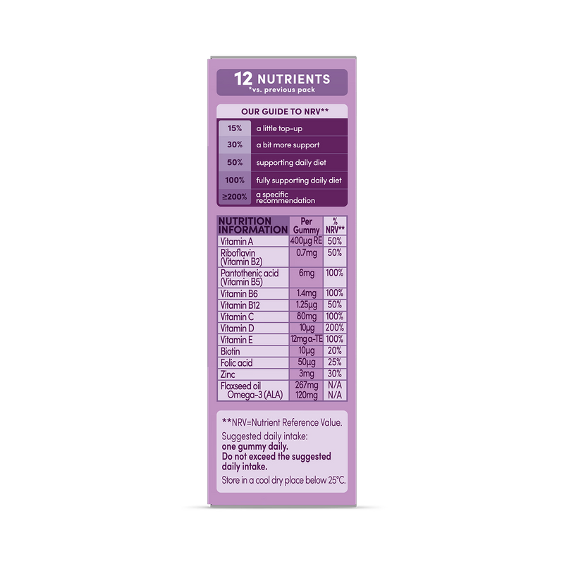 Bassetts multivitamin gummies Omega-3 blackcurrant 30, imported from the UK