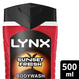 Superdrug Lynx Sunset Fresh 3-in-1 Body Wash 500ml- Buy online at McGrocer