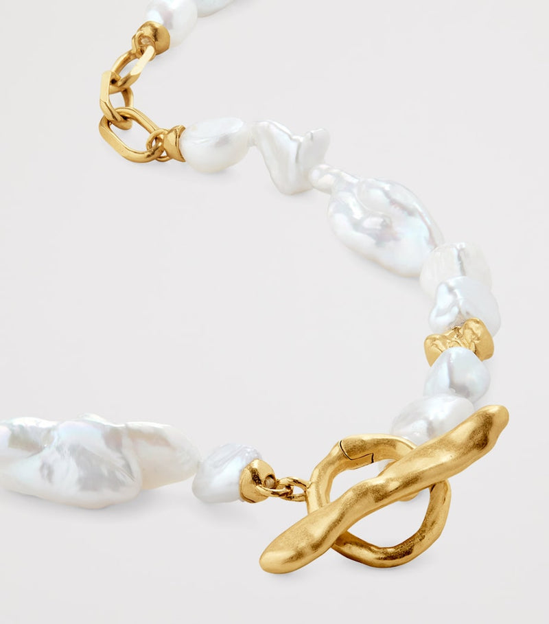 Monica Vinader gold vermeil keshi pearl necklace - British product