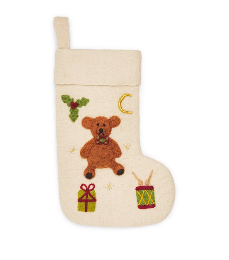 Shirley Bredal handmade wool teddy bear stocking 45cm, UK version