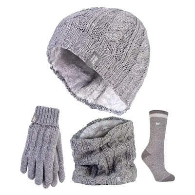 Superdrug Heat Holders Ladies Winter Set - Hat, Gloves, Neckwarmer & Twist Socks- Buy online at McGrocer