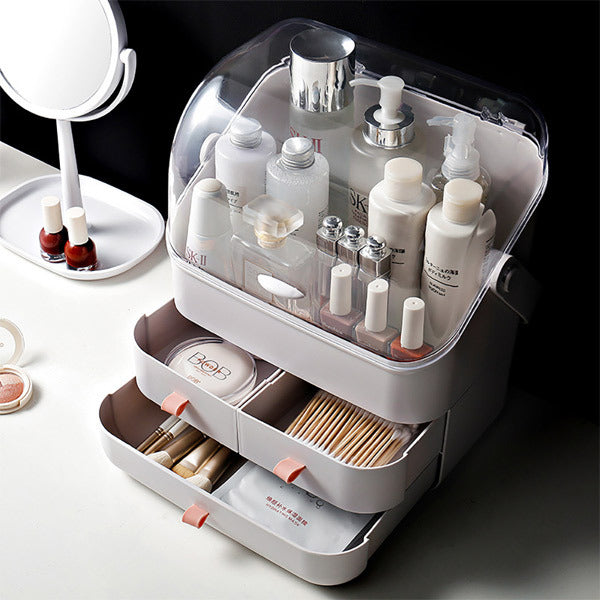Livingandhome Makeup Organizer Transparent 3-Drawer 35.5cm H, UK version