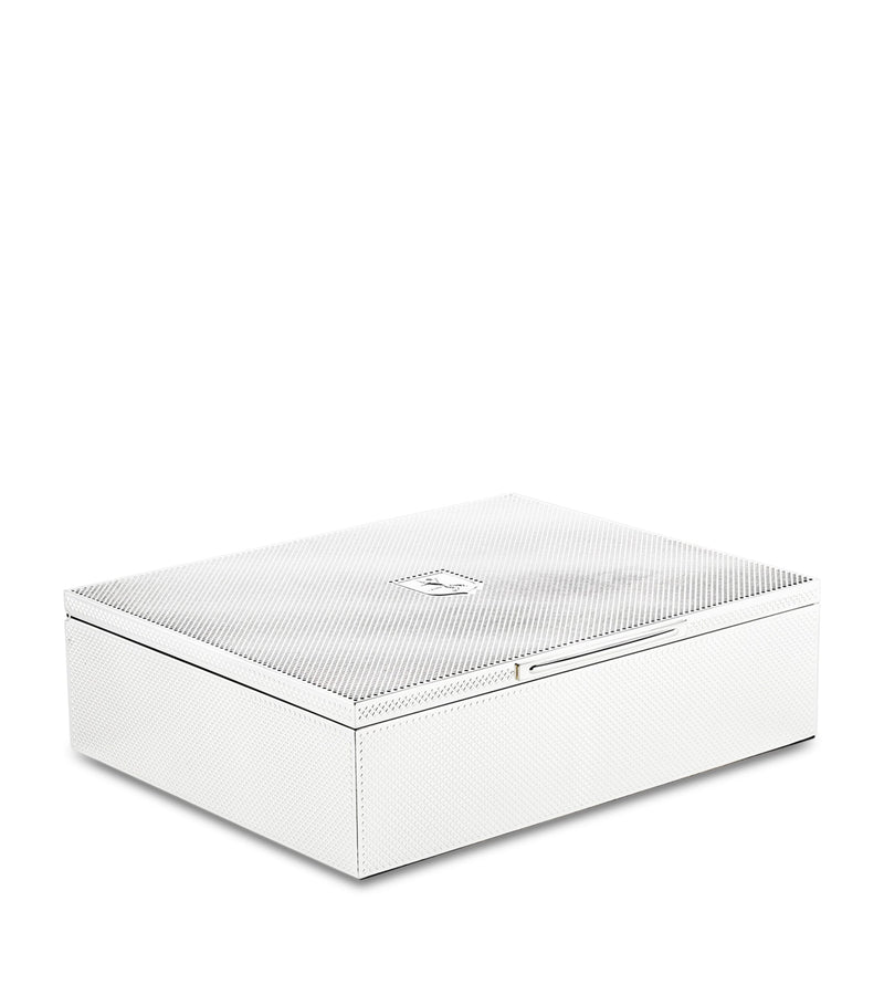 WOLF silver-plated iron jewellery box with detachable compartments and purple lining 7x25x20cm (British brand)