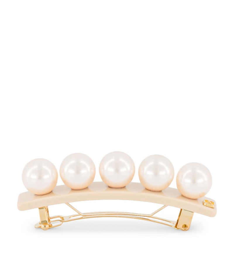 Alexandre de Paris oversize pearl-detail hair clip 6cm, imported from the UK