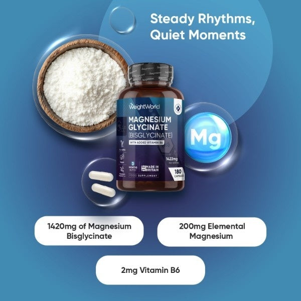 WeightWorld magnesium glycinate supplement 180 capsules - British product