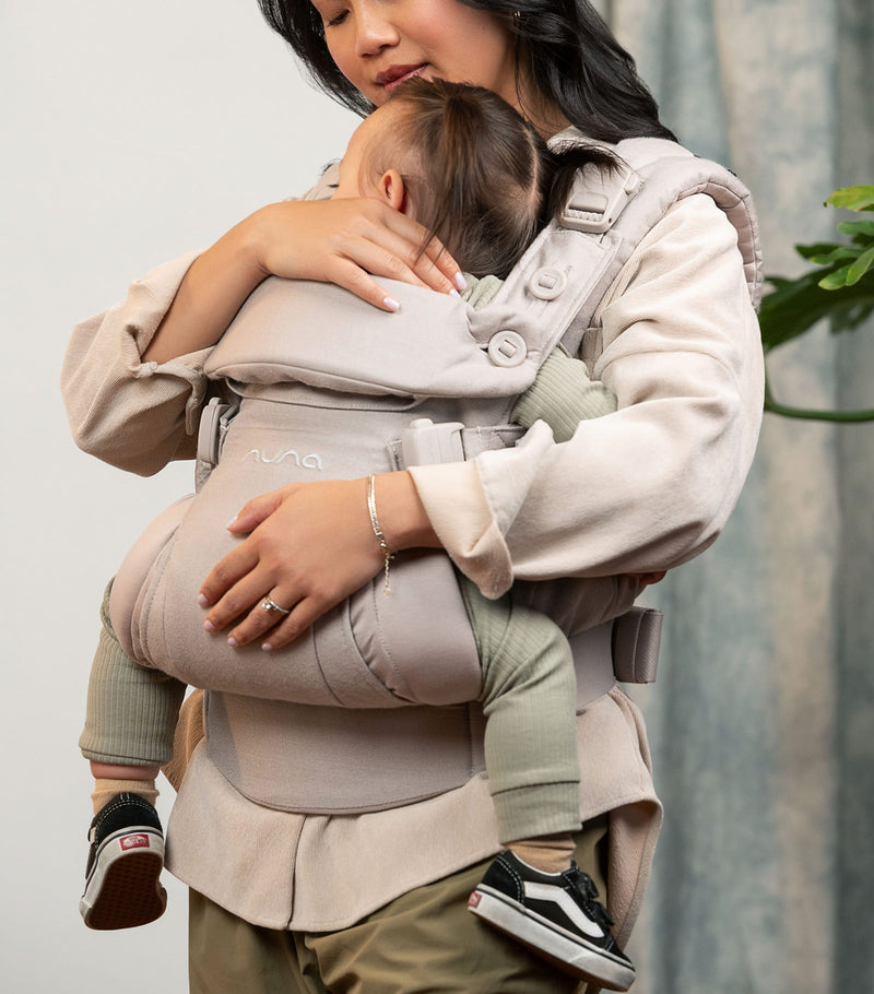 Nuna cashmere CUDL luxe baby carrier, imported from the UK