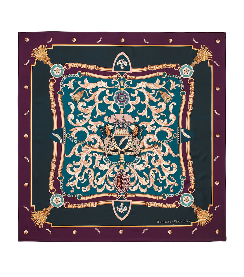 Aspinal of London silk signature shield scarf 90cm x 90cm - British product