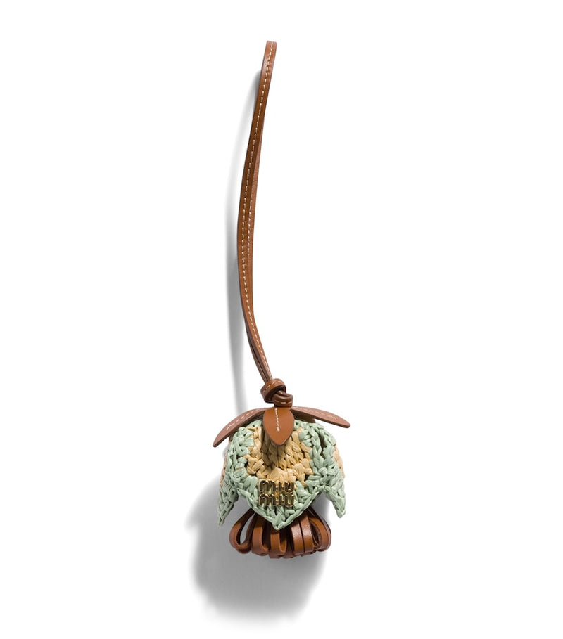 Miu Miu leather-yarn woven keyring bag charm, UK version