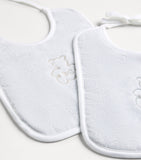 Brunello Cucinelli baby bibs set of 2 with teddy bear motifs, imported from the UK
