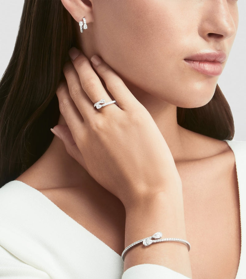 Graff Duet white gold diamond hoop earrings, imported from the UK