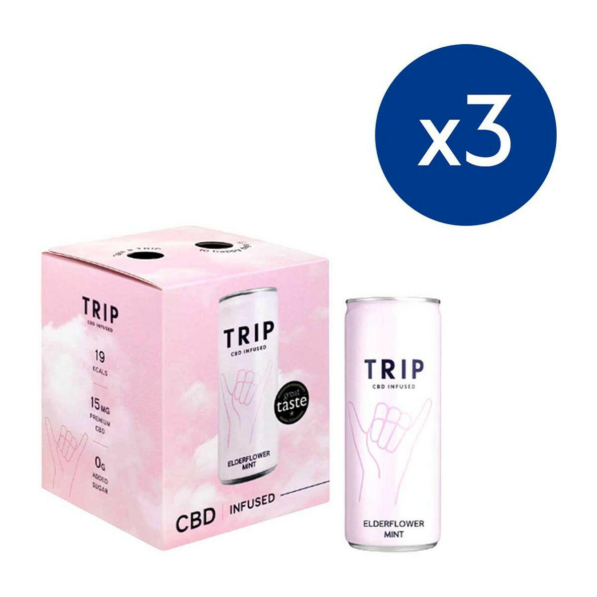 Trip CBD Drink Elderflower Mint - 12 x 250ml Bundle GOODS Boots