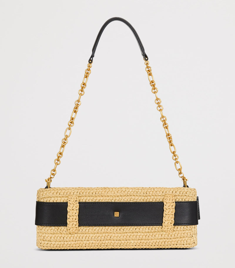 Balmain luxury faux raffia Anthem clutch bag, UK version