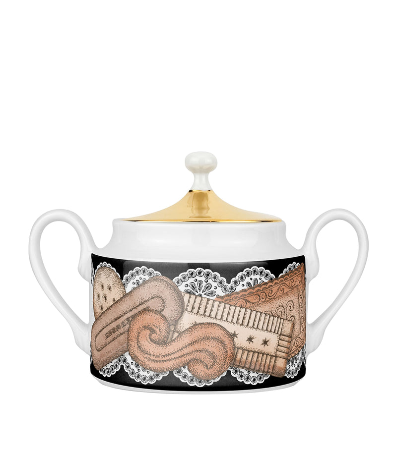 Fornasetti 175 Anniversary Edition Biscotti porcelain sugar bowl - British product
