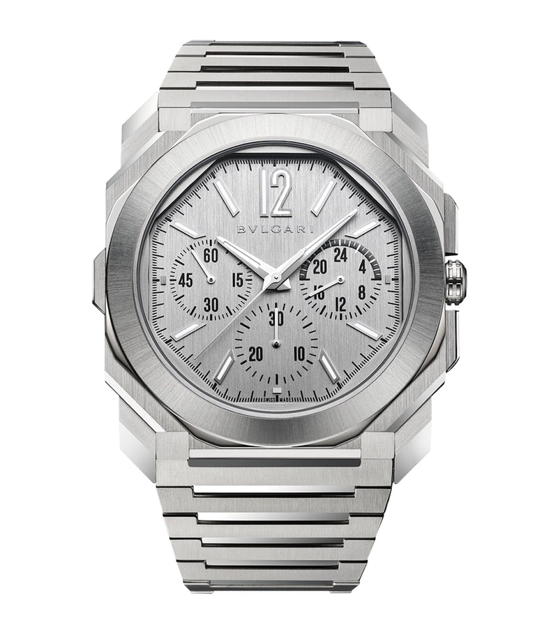 Bvlgari Octo Finissimo Chronograph GMT watch 43mm stainless steel, imported from the UK