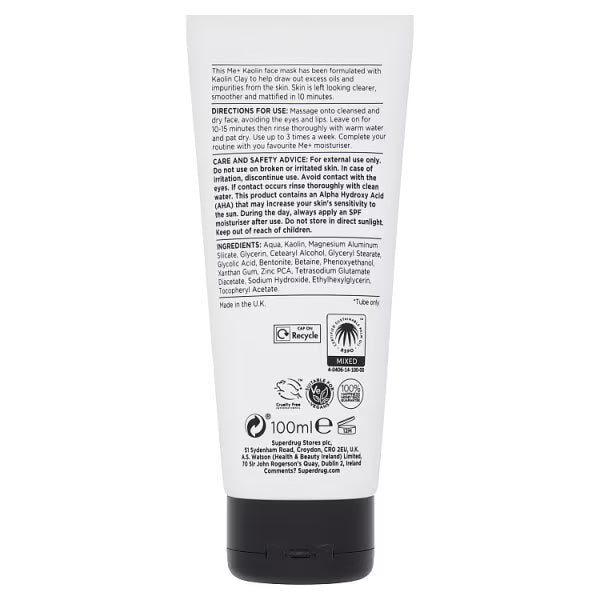 Me+ pure Kaolin Clay Face Mask refreshing formula, imported from the UK