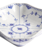 Royal Copenhagen Blue Fluted Half Lace Square Bowl 21cm, imported from the UK