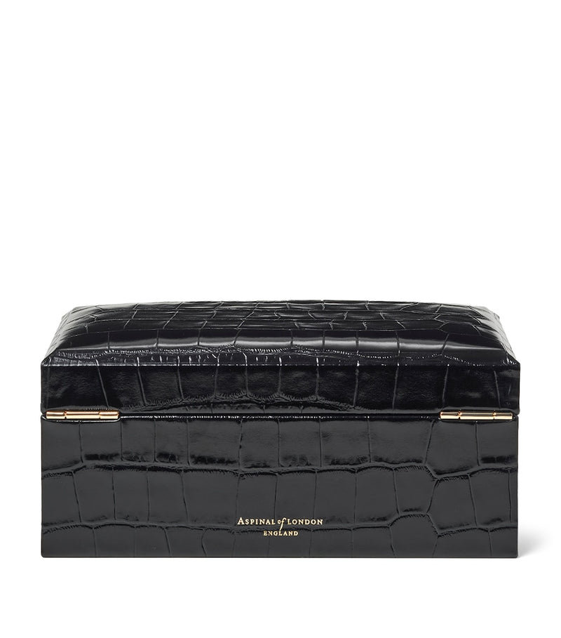 Aspinal of London leather croc-embossed 3-piece watch box - British product