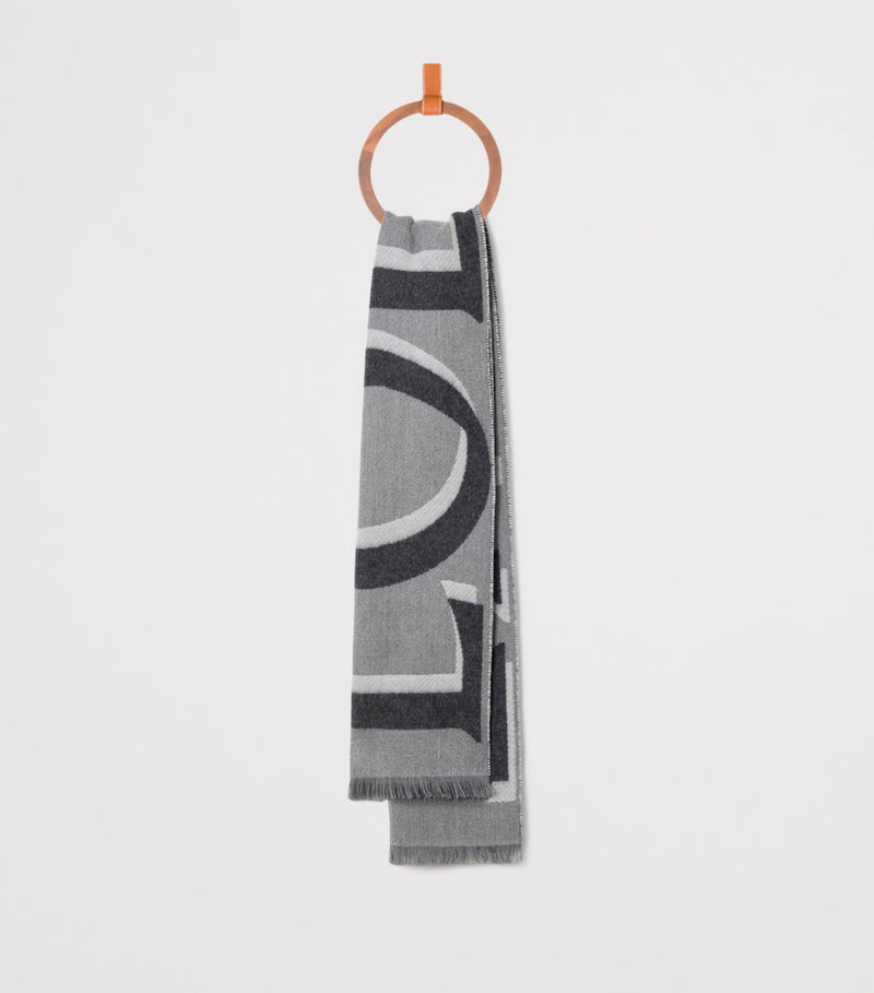 LOEWE cashmere-wool scarf with jacquard logo 165x39cm, UK version