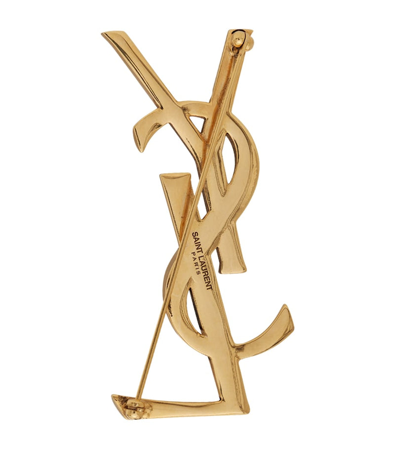 Saint Laurent textured logo brooch (British brand)