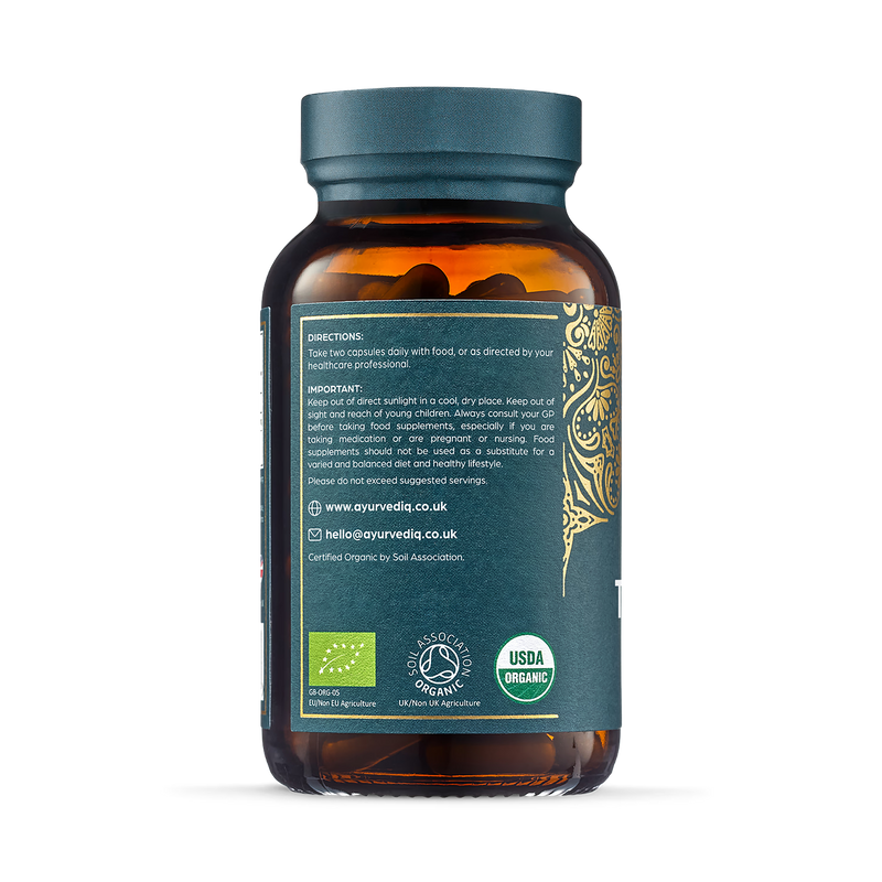 Ayurvediq organic turmeric ginger black pepper capsules 120 count, imported from the UK