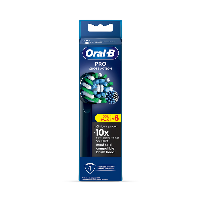 Oral-B Pro Cross Action toothbrush heads 8 count - British product