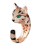 Boucheron rose gold diamond emerald leopard ring, UK version