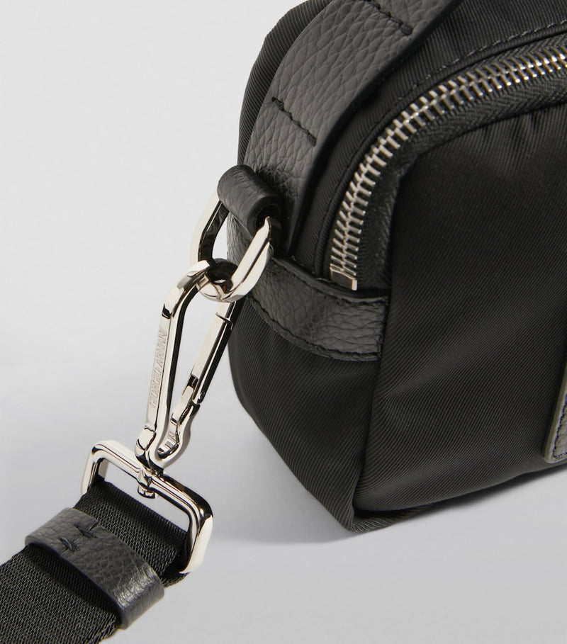 Giorgio Armani mini crossbody bag recycled nylon leather trim (British brand)
