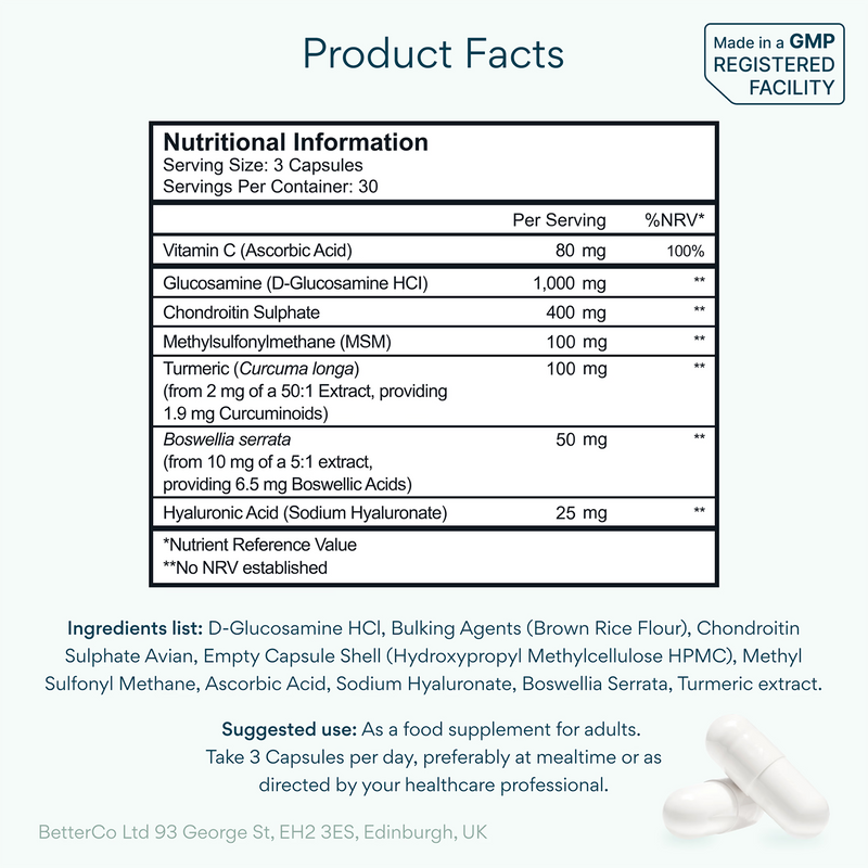 Bettervits Glucosamine Complex 90 capsules, imported from the UK
