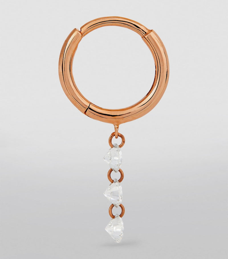 Persée rose gold diamond hoop earring, imported from the UK