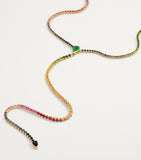 SHAY yellow gold diamond mixed gemstone rainbow threads necklace, UK version