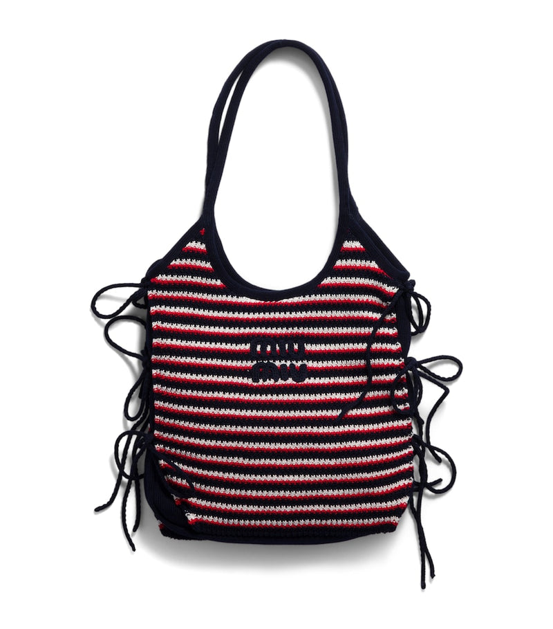 Miu Miu Ivy crochet tote bag stripe design, UK version