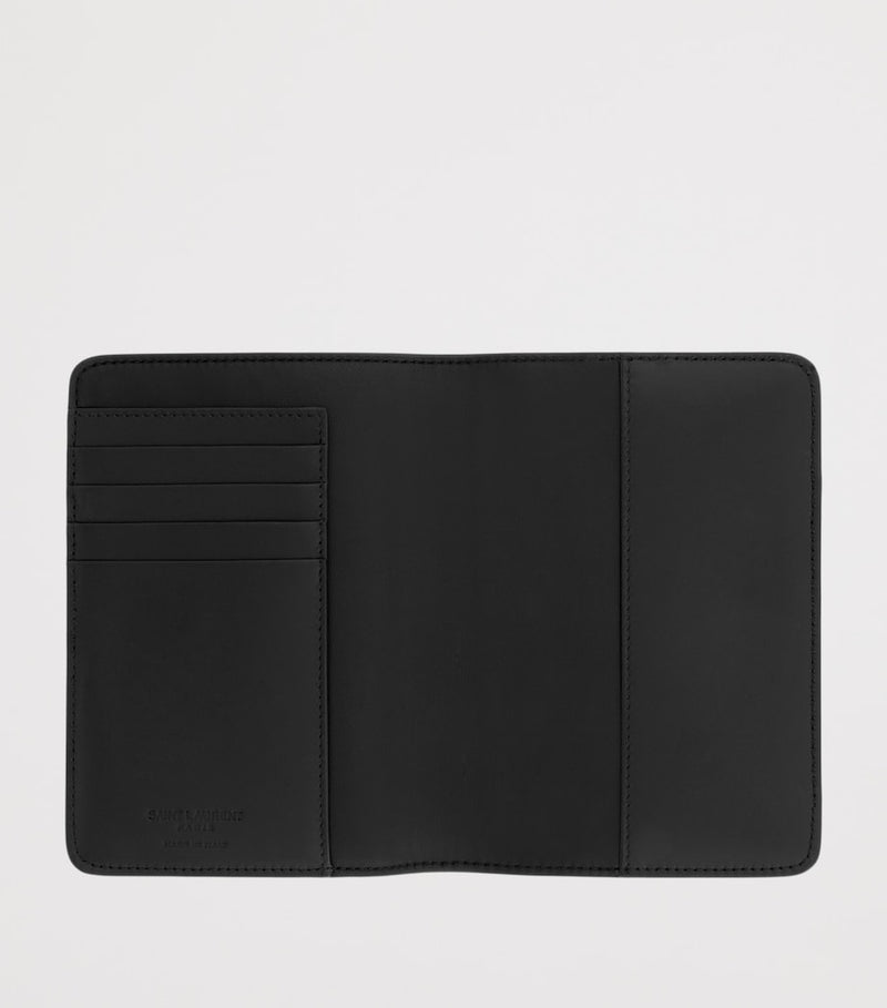 Saint Laurent leather passport holder with logo and compartments (British brand)
