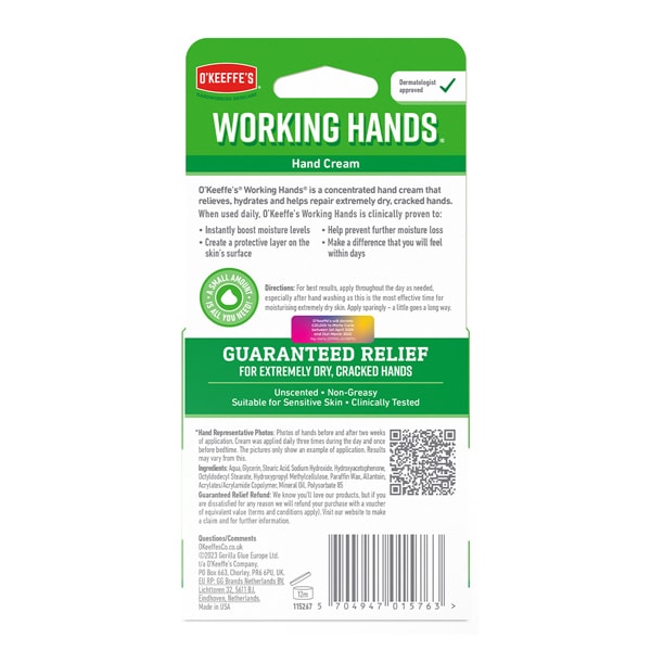 O'Keeffe's Working Hands Hand Cream 96g, imported from the UK