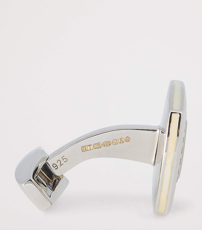 Tateossian Sterling Silver and Sapphire Graffiato Cufflinks (British brand)