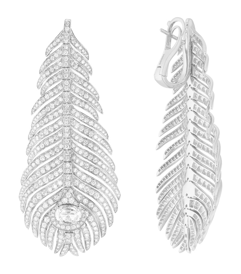 Boucheron Plume de Paon white gold diamond pendant earrings - British product