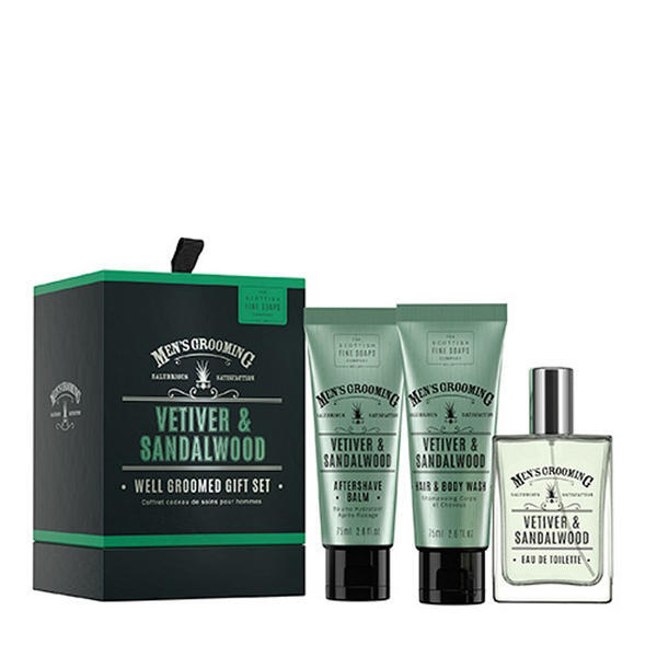 Scottish Fine Soaps Gift Set Vetiver & Sandalwood 3 Piece (British brand)