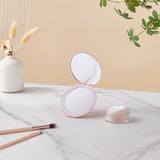 Livingandhome Double-Sided LED Makeup Mirror Round Pink 9cm, imported from the UK