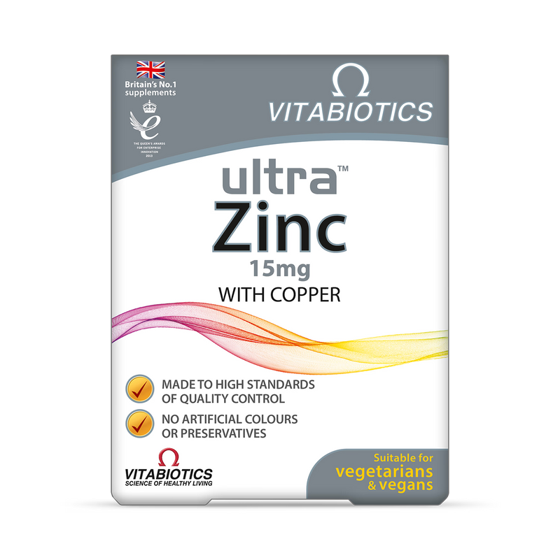 Vitabiotics Ultra Zinc 15mg Copper Supplement 60 Tablets (British brand)