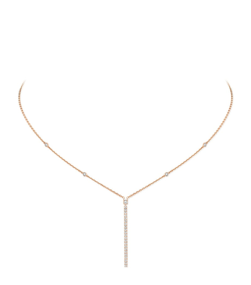 Messika Gatsby pink gold diamond pavé necklace 0.38ct, imported from the UK