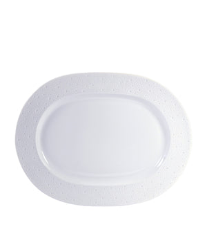 Oval Porcelain Platter with Hollow Engravings 35cm