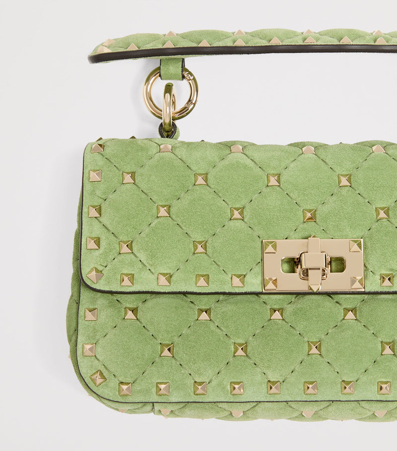 Valentino Garavani Rockstud Spike suede shoulder bag small, imported from the UK