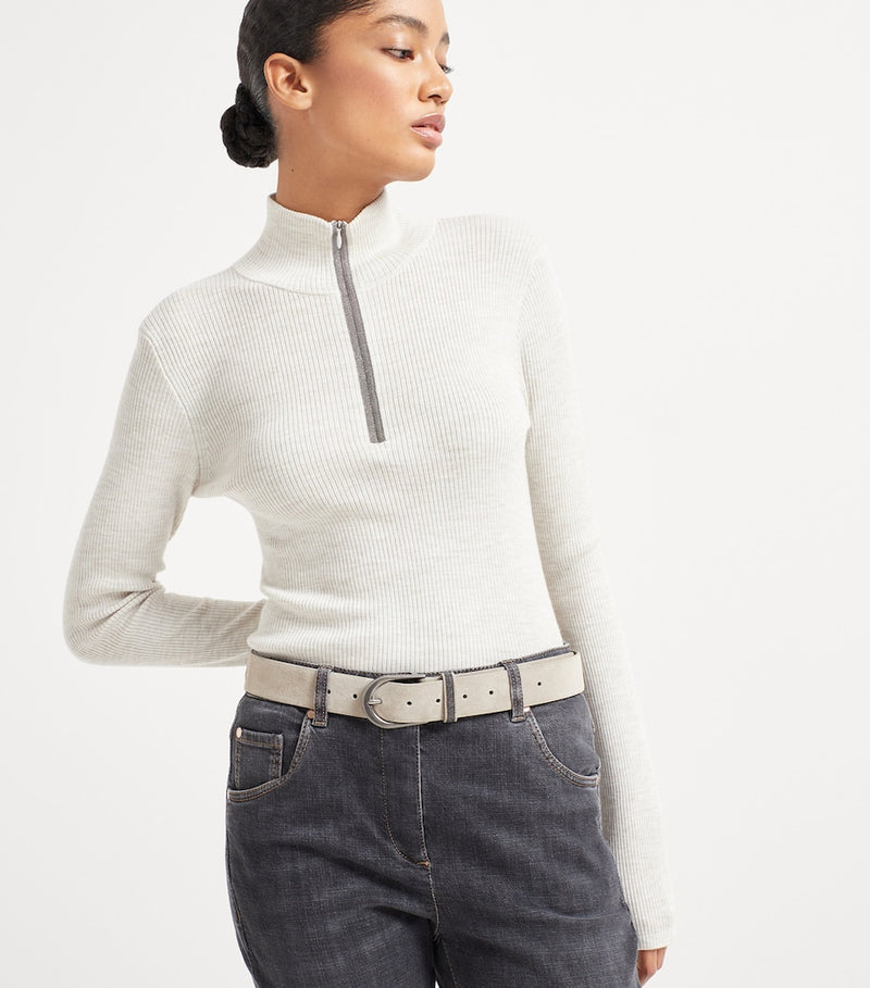 Brunello Cucinelli sueded calfskin belt - British product