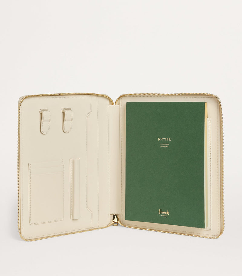 Harrods leather writing folder with A5 notebook and compartments, UK version