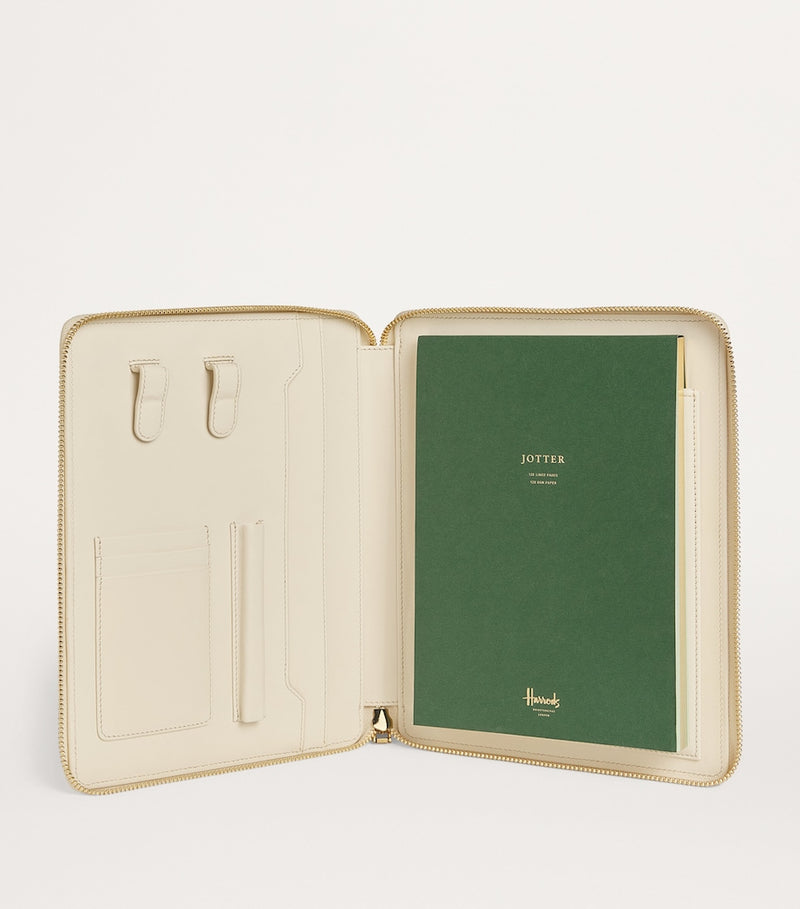 Harrods leather writing folder with A5 notebook and compartments, UK version