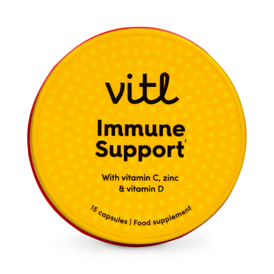 Holland & Barrett Vitl Immune Support Capsules Vitamin C D Zinc Turmeric Ginger Elderberry 30 Count- Buy online at McGrocer